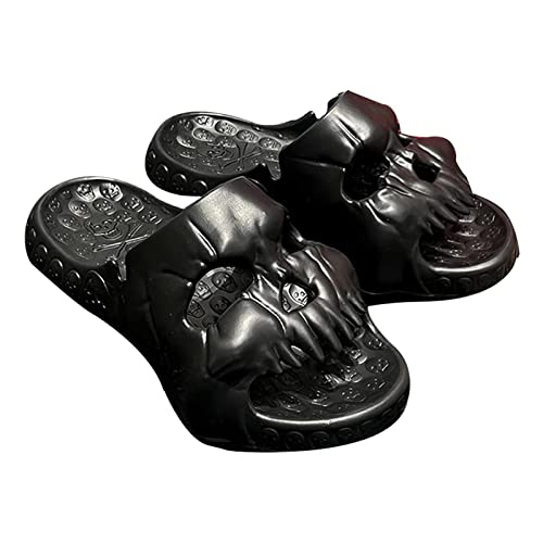 PW TOOLS Skull Slippers - 2023 New Skull Design Single Band Slides - Dicker Boden Paar Strandsandalen - Indoor Und Outdoor Eva Anti-Rutsch-Sandalen Mit Dickem Boden, Geschenke von PW TOOLS