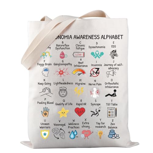 PWHAOO Dysautonomia Awareness Alphabet Tote Bag Dysautonomia Support Gift Pots Awareness Month Gift, Dysautonomia Awareness Tragetasche von PWHAOO