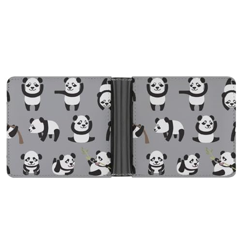 Brieftasche Pandas Herren Bifold Geldbörsen Portable Leder Geldbörse Kartenhalter von PWIKJZ