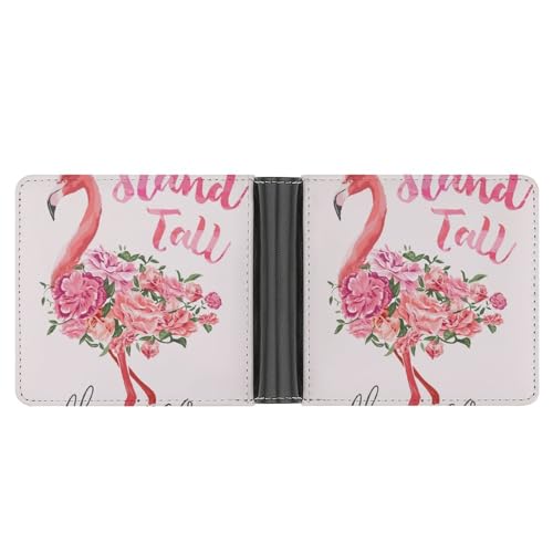 PWIKJZ Brieftasche Flamingo Herren Bifold Geldbörsen Portable Leder Geldbörse Kartenhalter von PWIKJZ