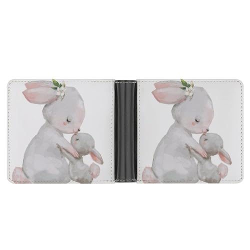 PWIKJZ Brieftasche Kaninchen Hase Herren Bifold Geldbörsen Portable Leder Geldbörse Kartenhalter von PWIKJZ