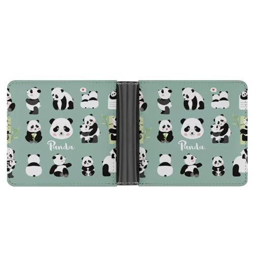 PWIKJZ Brieftasche Panda-Muster Herren Bifold Geldbörsen Portable Leder Geldbörse Kartenhalter von PWIKJZ