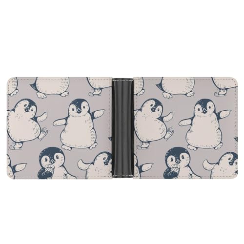 PWIKJZ Brieftasche Pinguin Herren Bifold Geldbörsen Portable Leder Geldbörse Kartenhalter von PWIKJZ