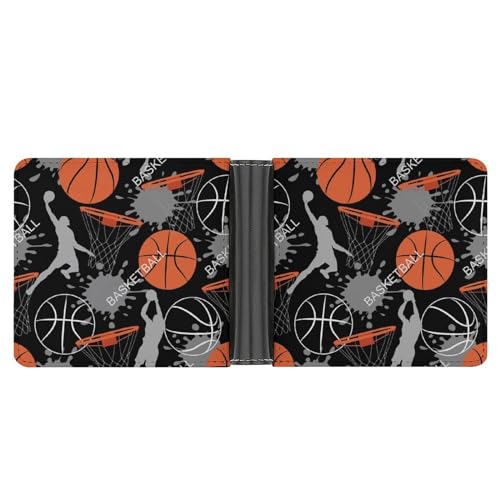 PWIKJZ Brieftasche Sport Basketball Herren Bifold Geldbörsen Portable Leder Geldbörse Kartenhalter von PWIKJZ