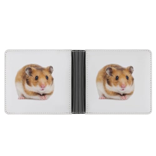 PWIKJZ Brieftasche Tier Hamster Herren Bifold Geldbörsen Portable Leder Geldbörse Kartenhalter von PWIKJZ