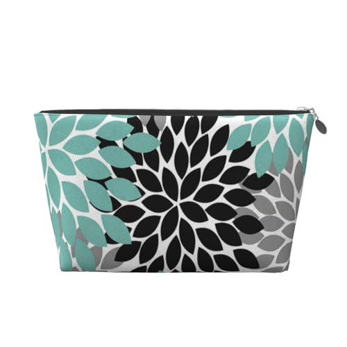 PYCAHENK Reise-Kulturbeutel mit Dahlien-Blumendruck, Leder, Reise-Organizer-Tasche mit Reißverschluss, tragbare Kulturtasche, silber, Einheitsgröße PYCAHENK Reise-Kulturbeutel mit Dahlien-Blumendruck, Leder, Reise-Organizer-Tasche mit Reißverschluss, tragbare Kulturtasche, silber, Einheitsgröße von PYCAHENK