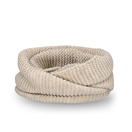 PaMaMi Damen Loop-Schal 110 cm lang | Beige | in grober Strickoptik | Femininer und warmer Schlauchschal von PaMaMi