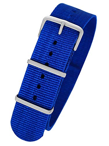 Pacific Time First Wechsel Armband Durchzugsband Uhrenarmband Ersatz Band Textil Dornschließe Sport Royalblau 10039 von Pacific Time