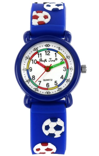 Pacific Time Kinder-Armbanduhr Fußball Analog Quarz blau 20273 von Pacific Time