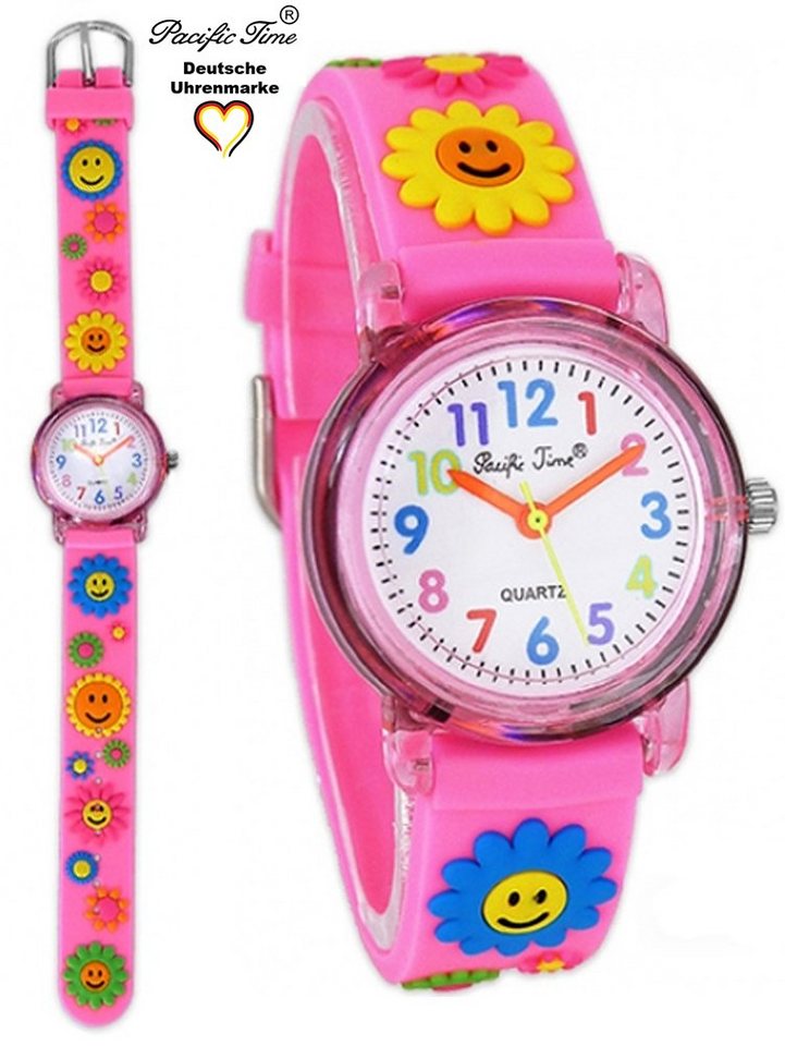 Pacific Time Quarzuhr Kinder Armbanduhr Blumen Silikonarmband, Gratis Versand von Pacific Time