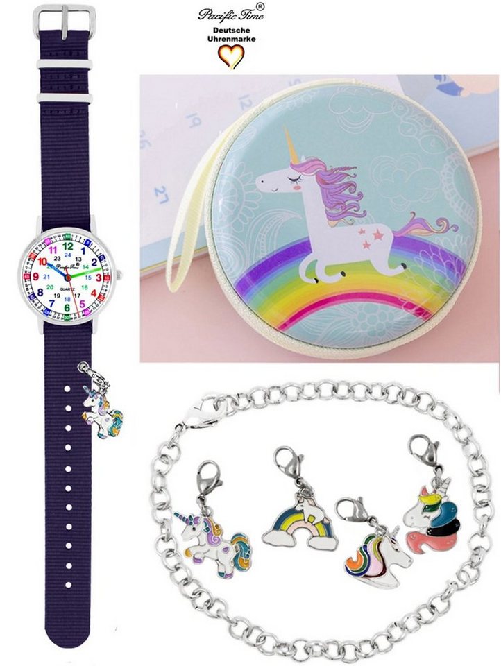 Pacific Time Quarzuhr Kinder Armbanduhr Lernuhr Wechselarmband mit Einhorn Charms, Mix und Match Design - Gratis Versand von Pacific Time