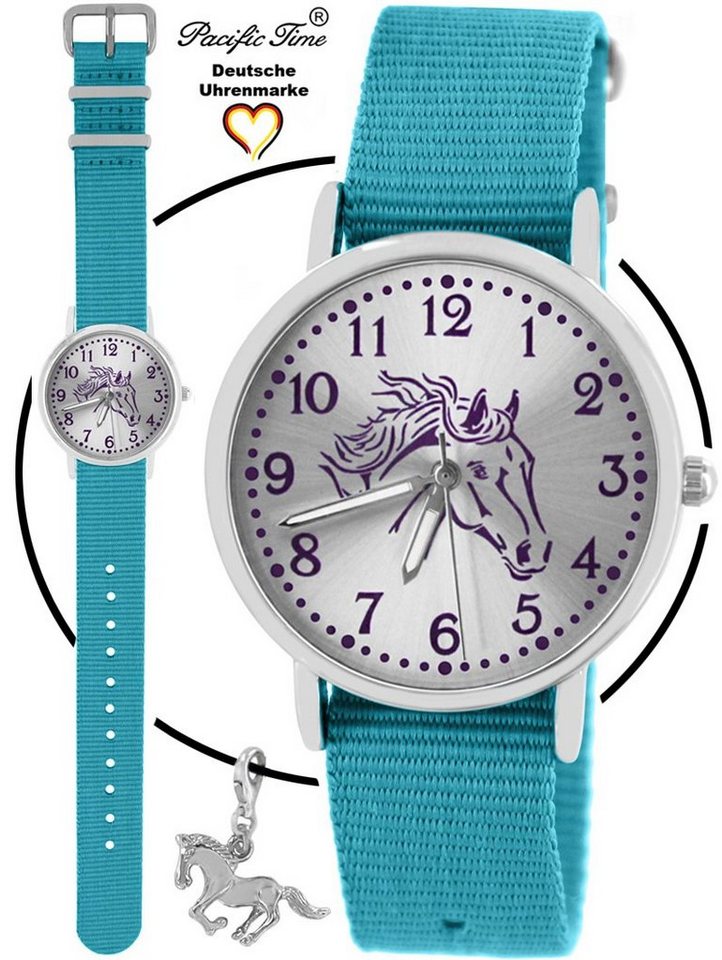 Pacific Time Quarzuhr Set Kinder Armbanduhr Pferd violett Wechselarmband und Kette, Mix und Match Design - Gratis Versand von Pacific Time