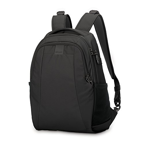 Pacsafe Metrosafe LS350 Nylon Rucksack mit Anti-Diebstahl Details für Damen und Herren, Daypack mit Diebstahlschutz, Tasche mit Sicherheits-Features, 15 Liter, Schwarz/Black von Pacsafe