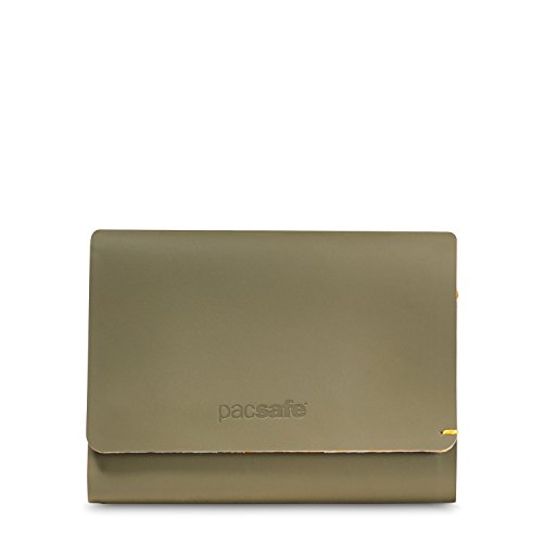 Pacsafe RFIDsafe TEC Trifold Wallet für bis zu 10 Kreditkarten, 2 Easy Access Steckfächer, Portemonnaie mit Anti-Diebstahl Schutz, dünner PU Geldbeutel, Braun/Utility von Pacsafe