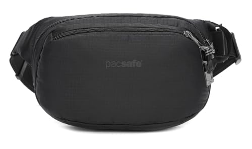 Pacsafe Vibe 100 - Anti-Diebstahl Hüfttasche, Diebstahlschutz Hipbag, 210D Nylon Ripstop, Umhängetasche Tasche, Schwarz/Jet Black von Pacsafe