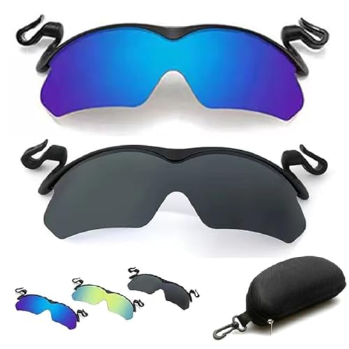 PacuM Clip Cap Sports Sunglasses,Mens Clip On Sunglasses,2024 New Polarized Clip Cap Sunglasses,Mountain Bike Sunglasses, for Fishing Biking Hiking Cycling (2Pcs-A) von PacuM