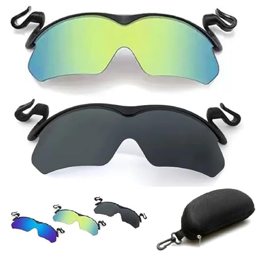 PacuM Clip Cap Sports Sunglasses,Mens Clip On Sunglasses,2024 New Polarized Clip Cap Sunglasses,Mountain Bike Sunglasses, for Fishing Biking Hiking Cycling (2Pcs-B) von PacuM