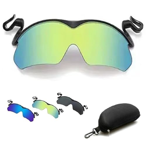 PacuM Clip-cap-sportsonnenbrille, herren-clip-on-sonnenbrille, 2024 neue polarisierte clip-cap-sonnenbrille, mountainbike-sonnenbrille, zum angeln, radfahren, wandern, radfahren (Green) von PacuM