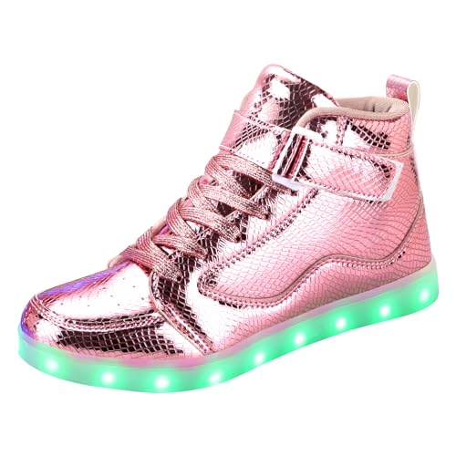 Padgene Sportschuhe mit blinkenden LEDs, für Damen/Herren, wiederaufladbar über USB, Fx Rosa glänzend, 40 EU von Padgene