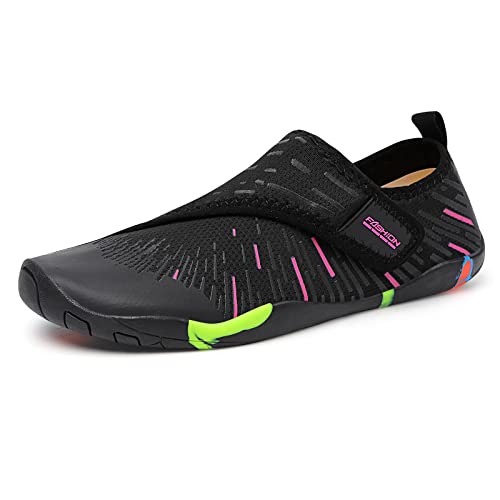 Padgene Wasserschuhe für Männer und Frauen Schnelltrocknende Wasserschuhe Unisex zum Schwimmen, Yoga, Strand, Laufen, Schnorcheln, Surfen, Tauchen, B058 Schwarz + Rosa, 43 EU von Padgene