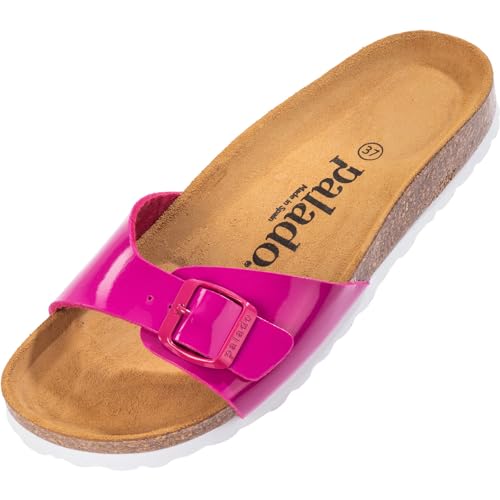 Palado Pantoletten Damen Malta Lack – gefertigt in Spanien – Glänzendes Obermaterial – EVA-Sohle – Veloursleder-Decksohle – Weichfußbett Fuchsia UK9 - EU42 Palado Pantoletten Damen Malta Lack – gefertigt in Spanien – Glänzendes Obermaterial – EVA-Sohle – Veloursleder-Decksohle – Weichfußbett Fuchsia UK9 - EU42 von Palado