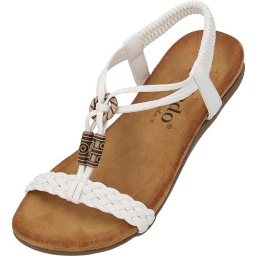 Palado Ereshi by Sila Sahin Sandalen Damen - modische Zehentrenner Sandaletten - bequeme Sommerschuhe - stilvolle Schuhe für Frauen Weiß UK8 - EU41 von Palado