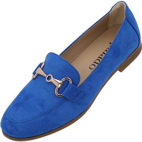 Palado Mokassin Damen Sulva - leichte Ballerina elegant - modische Schuhe für Frauen - Bequeme Flache Sommerschuhe Blau UK6 - EU39 von Palado