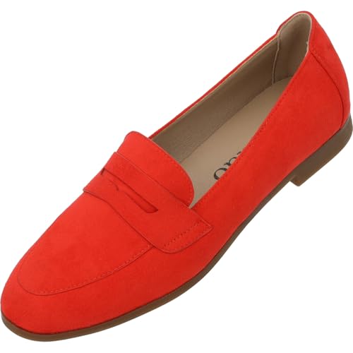 Palado Mokassins Damen Arselaus - elegante Loafer - Halbschuhe im zeitlosen Design - Sommerschuhe - modisch und bequem Rot UK5,5 - EU38 Palado Mokassins Damen Arselaus - elegante Loafer - Halbschuhe im zeitlosen Design - Sommerschuhe - modisch und bequem Rot UK5,5 - EU38 von Palado
