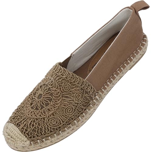 Palado Serd by Sila Sahin Damen Espadrilles - modische Stoffschuhe für Frauen - leichte Ballerina elegant- Bequeme Flache Sommerschuhe Beige UK7 - EU40 von Palado