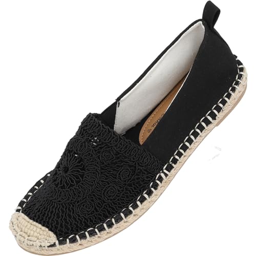 Palado Serd by Sila Sahin Damen Espadrilles - modische Stoffschuhe für Frauen - leichte Ballerina elegant- Bequeme Flache Sommerschuhe Schwarz UK5,5 - EU38 von Palado