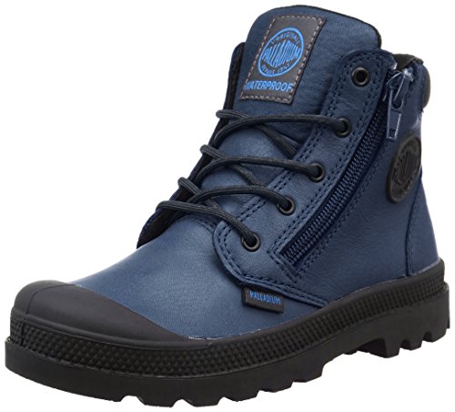 Palladium Hi Cuff Wp K, Unisex-Kinder Derby Schnürhalbschuhe, Blau - Bleu (747 Dark Denim/Black), 31 EU von Palladium