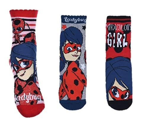Palleon 3 Paar Ladybug Mädchen Terry ABS Socken | Kinder Winter Stoppersocken 23-26 Palleon 3 Paar Ladybug Mädchen Terry ABS Socken | Kinder Winter Stoppersocken 23-26 von Palleon