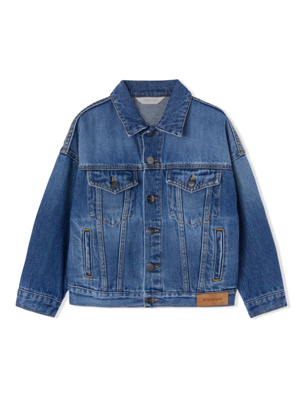 Palm Angels Kids Jeansjacke mit Logo-Print - Blau von Palm Angels Kids