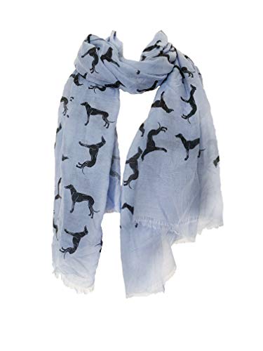 Himmelblau mit schwarz großen Windhund Schal mit ausgefranste Rand- Sky Blue with Black Big Greyhound Scarf with Frayed Edge von Pamper Yourself Now