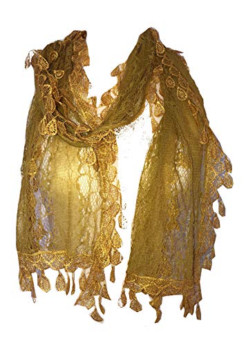 Pamper Yourself Now senfgelb Blatt Spitzen schal (Mustard Leaf lace Scarf) von Pamper Yourself Now