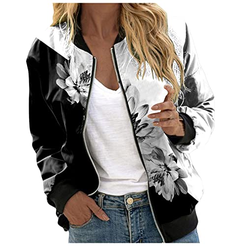 Pamqsen Frühlingsjacke Damen Bomberjacke Damen Blumenmuster Leichte Sommerjacke Frühlingsjacke Sommer Reißverschluss Kurz Pilotenjacke Blouson Jacke Dünne Langarm Übergangsjacke College Jacke Mädchen Pamqsen Frühlingsjacke Damen Bomberjacke Damen Blumenmuster Leichte Sommerjacke Frühlingsjacke Sommer Reißverschluss Kurz Pilotenjacke Blouson Jacke Dünne Langarm Übergangsjacke College Jacke Mädchen von Pamqsen