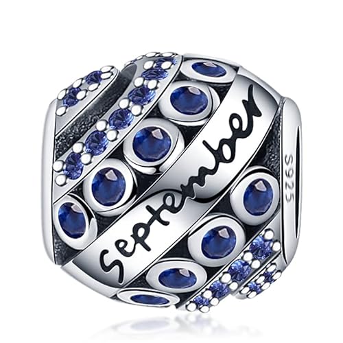 Panderu Charm Anhänger Geburtsstein 925 Sterling Silber für Pandora Armbänder, S925 Bead Charms with 5A Cubic Zirconioa kompatibel mit Europäische Armbänder Halskette von Panderu