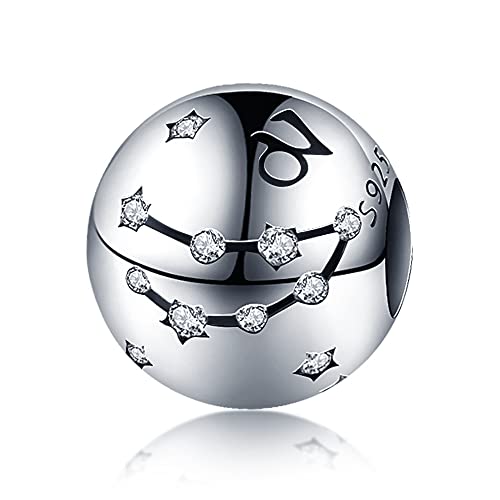 Panderu Charm Anhänger Sternzeichen 925 Sterling Silber für Pandora Armbänder, S925 Bead Charms 12 Konstellationen with 5A Cubic Zirconioa kompatibel mit Europäische Armbänder Halskette von Panderu