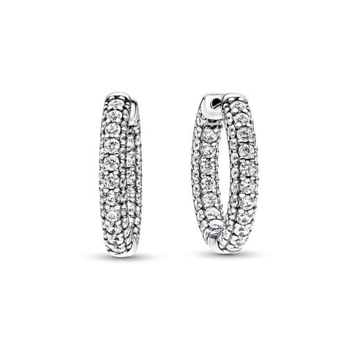 PANDORA Timeless Einreihige Pavé Ohrringe aus Sterling Silber mit Zirkonia in der Farbe Silber, 282622C01 von PANDORA