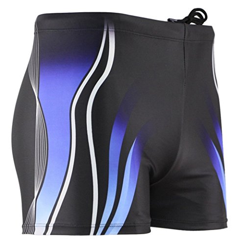 Panegy Herren Badehose Polyester Sommer Badeshorts Sexy Blumenmuster Männer Schwimmhose Short Badehosen Boxer Brief asiatische Größe L - Blau von Panegy