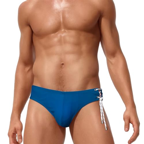 Panegy Herren Badehose Slip Sommer Strand Urlaub Badeslip Enganliegend Schnelltrockend Badehose Hersteller XL/EU-Größe L-Blau von Panegy