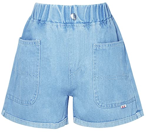 Panegy Mädchen Shorts Elastischer Bund Shorts Sommer Mid Waisted Jeans Short Casual Stretch Shorts Cotton Baggy Denim Shorts 3-4 Jahre von Panegy