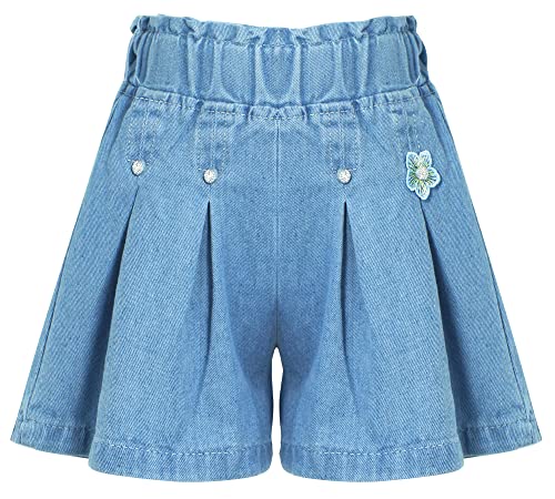 Shorts für Mädchen Casual Stretch Denim Shorts Plissee-Rock Shorts für Sommer Mid Waisted Jeans Short Wide Short Trousers 3-4 Jahre von Panegy