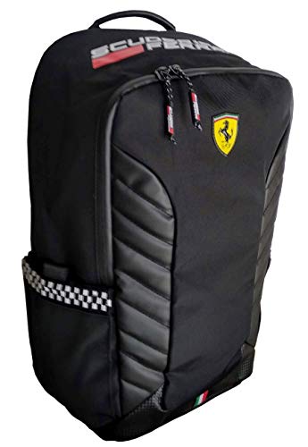 Panini Ferrari - Racing-Rucksack, Unisex Schulrucksack für Kinder und Jugendliche mit verstellbaren Schultergurten und gepolstertem Rücken, Hauptverschluss, Schwarz, L, Rucksack von Panini