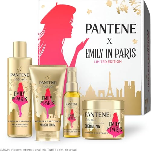 Pantene X Emily in Paris Shampoo, Conditioner, Maske und Haaröl Geschenk-Set mit Keratin-Schutz für trockenes und beschädigtes Haar: Shampoo 250 ml, Conditioner 150 ml, Maske 300 ml, Haaröl 100 m Pantene X Emily in Paris Shampoo, Conditioner, Maske und Haaröl Geschenk-Set mit Keratin-Schutz für trockenes und beschädigtes Haar: Shampoo 250 ml, Conditioner 150 ml, Maske 300 ml, Haaröl 100 m von Pantene