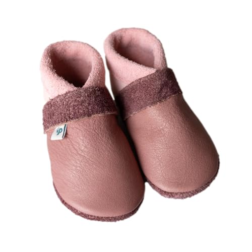 Pantolinos Krabbelschuhe aus Echtleder Babyschuhe Leder Babyhausschuhe Lauflernschuhe Lederpuschen Hausschuhe Rosa Gr. 18/19 von Pantolinos