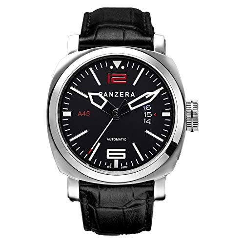 Panzera "Aquamarine 45" Automatik Edelstahl 316L Diver Unterwasser Schwarz Day-Date Leder Herren Uhr Panzera "Aquamarine 45" Automatik Edelstahl 316L Diver Unterwasser Schwarz Day-Date Leder Herren Uhr von Panzera