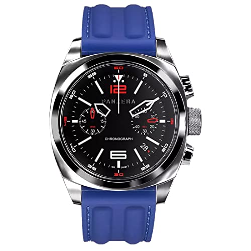 Panzera Aquamarine Quarz Chronograph Stahl Schwarz Datum Silikon Blau Saphir Uhr Herren Panzera Aquamarine Quarz Chronograph Stahl Schwarz Datum Silikon Blau Saphir Uhr Herren von Panzera
