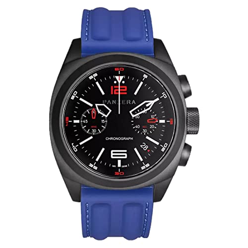 Panzera Aquamarine Quarz Chronograph Stahl Schwarz Datum Silikon Blau Saphir Uhr Herren Panzera Aquamarine Quarz Chronograph Stahl Schwarz Datum Silikon Blau Saphir Uhr Herren von Panzera