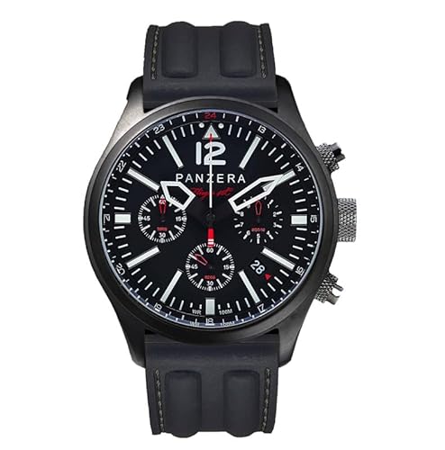 Panzera Flieger 46 Chronograph Quarz Stahl IP Schwarz Silikon Pilot Datum Herren Uhr Panzera Flieger 46 Chronograph Quarz Stahl IP Schwarz Silikon Pilot Datum Herren Uhr von Panzera